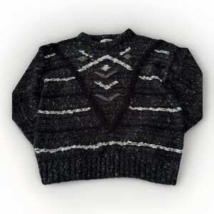 Vintage Sample Sweater Women's XL / Unisex Black White Geometric Bouclé – Very S